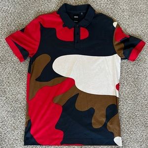 HUGO BOSS Mercerised Camouflage Collar Shirt